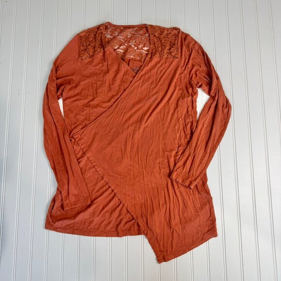 Torrid Super Soft Knit orange lace detail open front cardigan size 0/large E29 - Picture 3 of 8